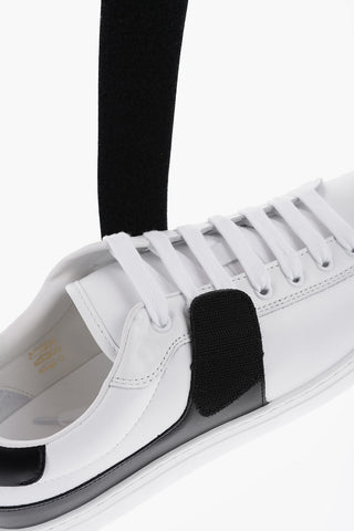 Low-Top Leather Sneakers with Logoed Touch Strap Closure