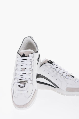 Sneakers Basse in Pelle e Suede con Dettagli in Gomma