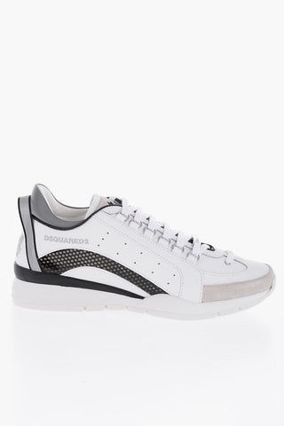 Sneakers Basse in Pelle e Suede con Dettagli in Gomma