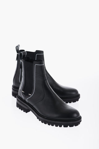 Leather Chelsea Booties With Side Logo