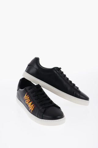 Low-Top Leather Sneakers with Logo-Detail