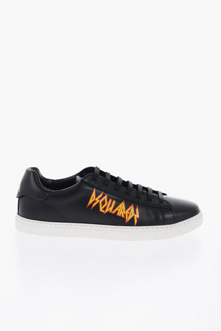Low-Top Leather Sneakers with Logo-Detail