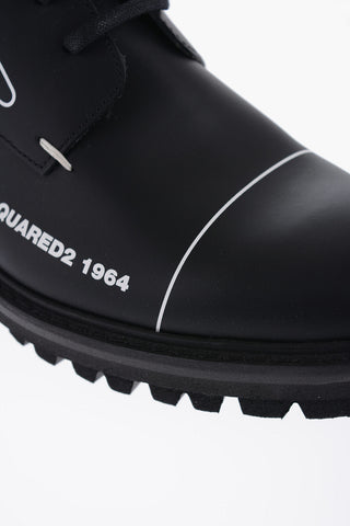Leather OUTLINE STORY Combat Boots with Contrast Trim