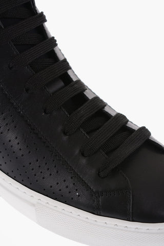 Perforated Leather High-Top Sneakers with Contrasting Sole