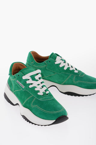 Sneakers Basse In Suede con Suola a Contrasto