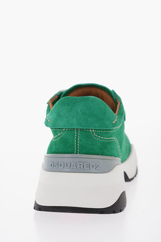 Sneakers Basse In Suede con Suola a Contrasto