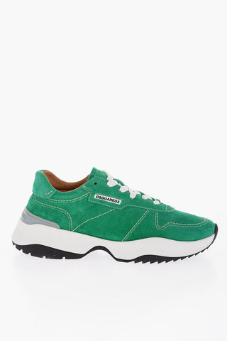 Sneakers Basse In Suede con Suola a Contrasto