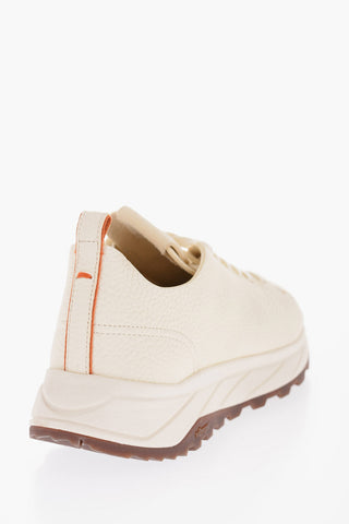 Textured Leather ERMES Low-Top Sneakers