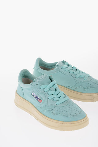 Leather Low-Top Sneakers with Contrasting Sole