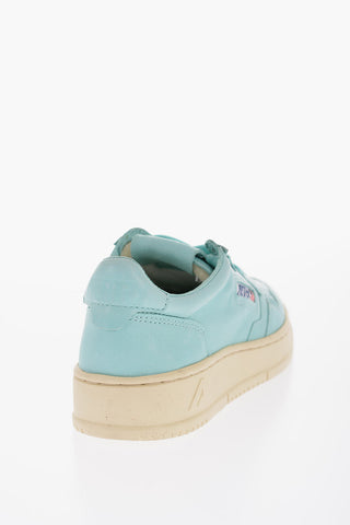 Leather Low-Top Sneakers with Contrasting Sole