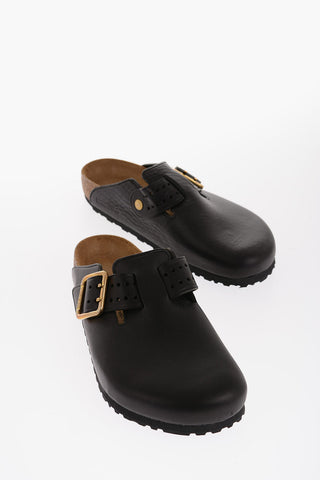 Slipper in pelle con Fibbia Dorata