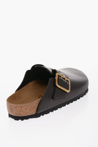 Slipper in pelle con Fibbia Dorata