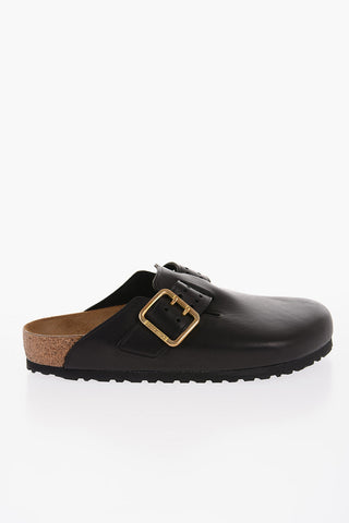 Slipper in pelle con Fibbia Dorata
