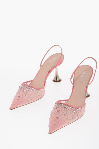 Slingback ASSIA 80 in Mesh Impreziositi da Strass Tacco 9cm
