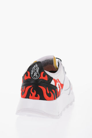 Leather and Mesh LEGACY Low-Top Sneakers with Embroidery 