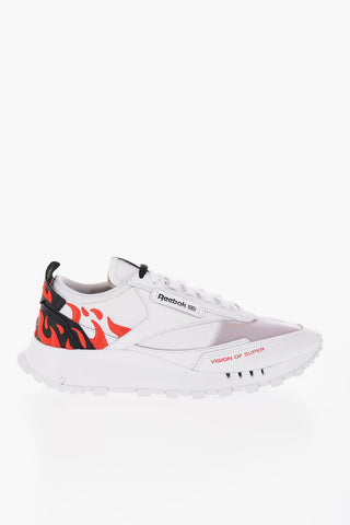 Leather and Mesh LEGACY Low-Top Sneakers with Embroidery 