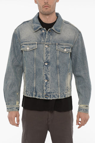 Giubbotto in Denim con Bottoni Logati