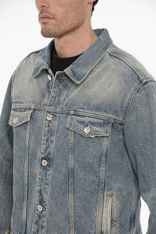 Giubbotto in Denim con Bottoni Logati