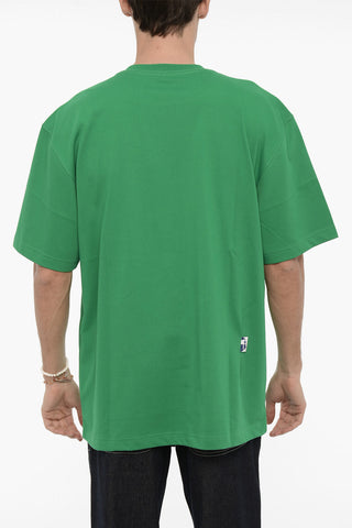 Solid Color Crew-neck T-Shirt with Embroidered Logo