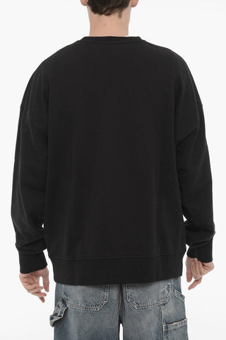 Felpa Girocollo Oversize con Logo in Rilievo
