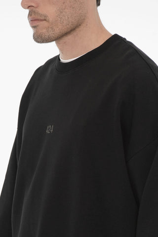 Felpa Girocollo Oversize con Logo in Rilievo