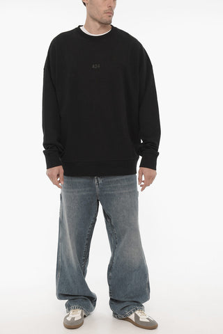 Felpa Girocollo Oversize con Logo in Rilievo