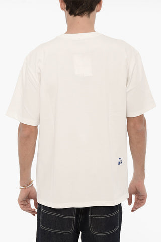 Solid Color Crew-neck T-Shirt with Contrasting Logo