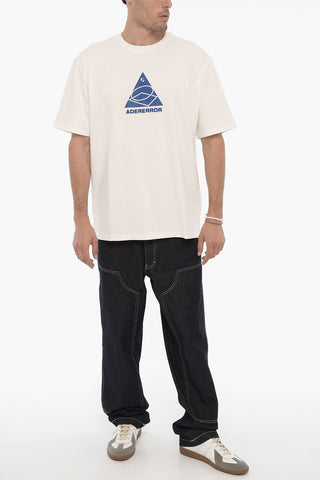 Solid Color Crew-neck T-Shirt with Contrasting Logo