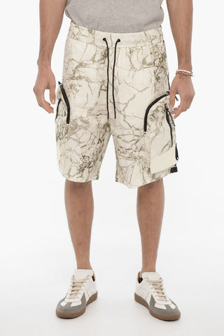Shorts Cargo a Quadri Rip Stop effetto Marmo