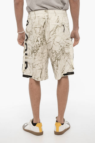 Shorts Cargo a Quadri Rip Stop effetto Marmo