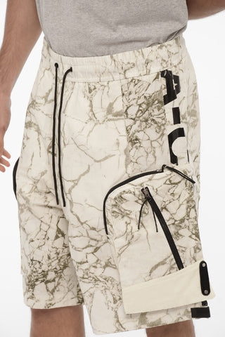 Shorts Cargo a Quadri Rip Stop effetto Marmo