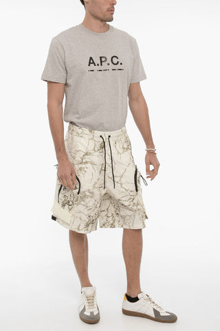 Shorts Cargo a Quadri Rip Stop effetto Marmo