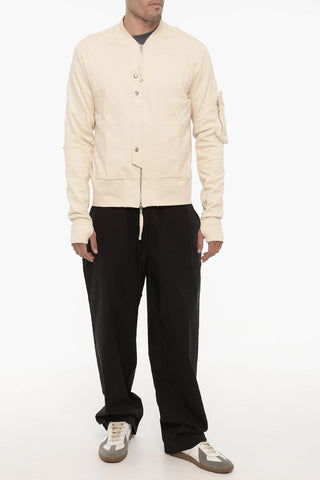 Lightweight Solid Color Bomber Jacket with Sleeve Pocket