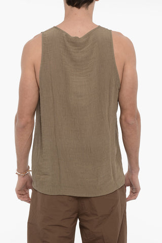 Wrinkled Effect Solid Color SINGLET Tank Top