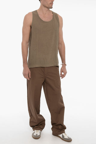 Wrinkled Effect Solid Color SINGLET Tank Top