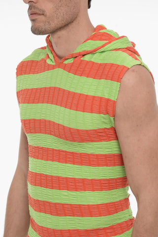 Sleeveless Two-Tone Hoodie