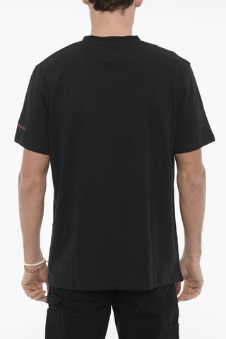 FRED PERRY Cotton Crew-Neck T-shirt With Print on teh Sleeve