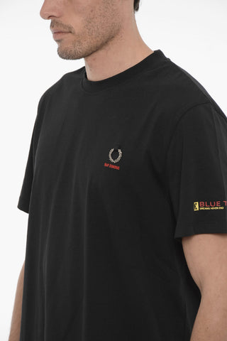 FRED PERRY Cotton Crew-Neck T-shirt With Print on teh Sleeve