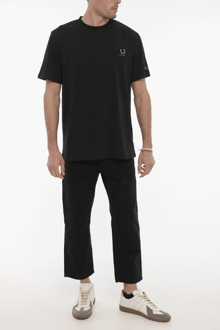 FRED PERRY Cotton Crew-Neck T-shirt With Print on teh Sleeve