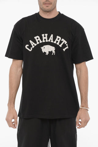 Solid Color LOCKER Crew-neck T-Shirt with Printed Logo