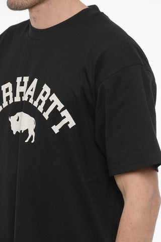 Solid Color LOCKER Crew-neck T-Shirt with Printed Logo