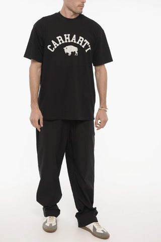 Solid Color LOCKER Crew-neck T-Shirt with Printed Logo