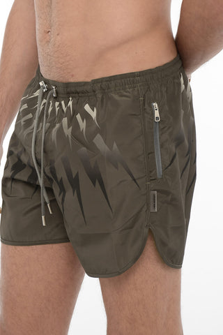 Slim-Fit Boxer Swim Briefs with Thunerbolt Print