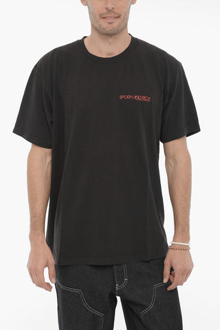 Faded-Effect Crew-Neck T-shirt with Logo-Print