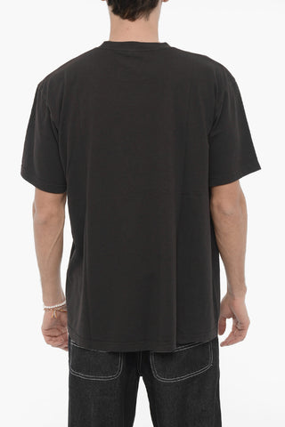Faded-Effect Crew-Neck T-shirt with Logo-Print