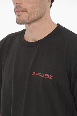 Faded-Effect Crew-Neck T-shirt with Logo-Print