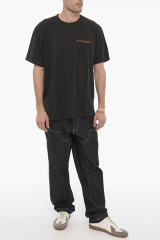 Faded-Effect Crew-Neck T-shirt with Logo-Print