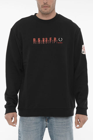 FRED PERRY Frontal Printed Cotton Crew-Neck Sweatshirt