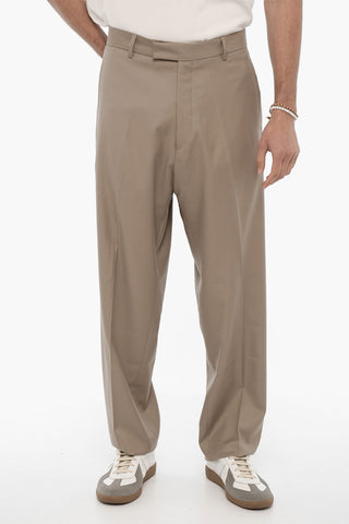 Virgin-Wool Baggy-Fit Trousers with Belt Loops