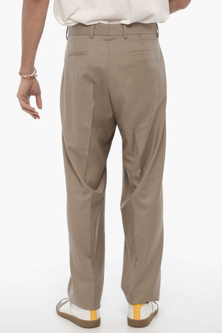 Virgin-Wool Baggy-Fit Trousers with Belt Loops